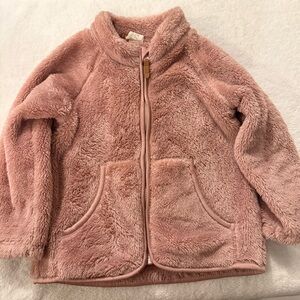 H&M Plush Zip Jacket in Dusty Pink